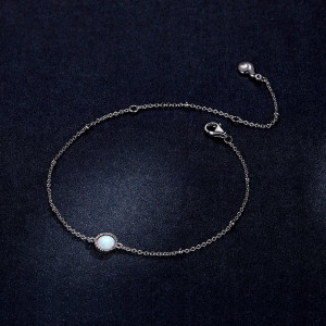 Bratara Din Argint 925 --Model Rotund - Opal Argint Minimalista Placat cu Rodiu ARG416A - Img 4