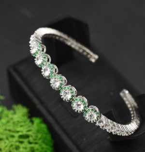 Bratara Din Argint Cu Elemente Zirconii si Smarald Helan Model Fixa( Bangle) - ARG370V - Img 4