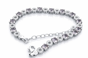 Brățară elegantă placată cu argint și pietre champagne rotunde Cod ARG 116C