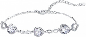 Bratara Model Infinit si Inimioare din argint 925 Moissanite, Brățară minimalistă, casual, pentru femei, bijuterii de petrecere arg415A - Img 1
