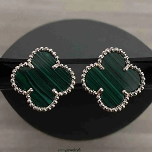 Cercei din Argint 925 cu Piatra Verde Malachit – Design Trifoi cu Patru Foi, Simbol al Norocului Cod ARG80M - Img 6