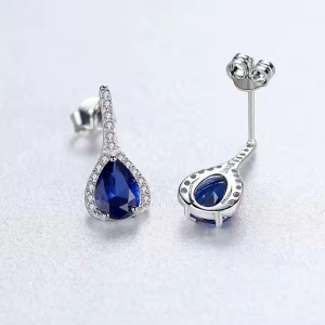 Cercei din Argint 925 cu Zirconiu Albastru – Design Elegant și Strălucitor arg384Y - Img 2