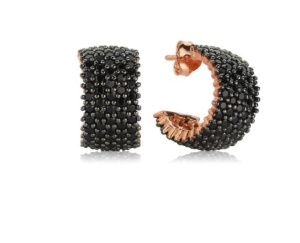 Cercei din argint cu pietre negre și design texturat Roze Cod Arg84N - Img 4