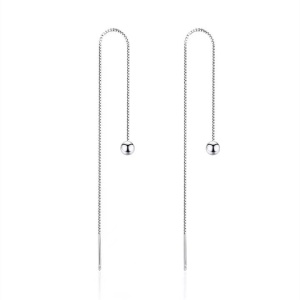 Cercei Lungi Femei, Model Minimalist Cu Biluta Si Lant Fin, Din Argint 925, Accesoriu Elegant, Stil Modern, Perfect Pentru Ocazii Speciale ARG368H - Img 5