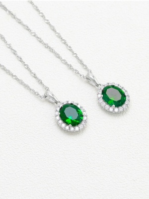 Colier Elegant cu Pandantiv Oval și Pietre Strălucitoare – Accesoriu Rafinat pentru Orice Ocazie Arg192C - Img 2