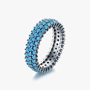 Inel Statement din Argint 925 – Model Eternity cu Pietre Turcoaz, Perfect pentru Ocazii Speciale ARG313E - Img 1