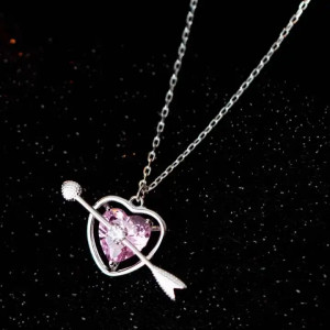 Lantisor din argint Pink Heart --Inima ROZ---ARG139E - Img 1