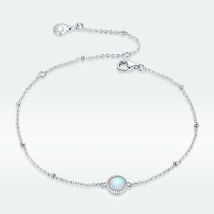 Bratara Din Argint 925 --Model Rotund - Opal Argint Minimalista Placat cu Rodiu ARG416A - Img 1