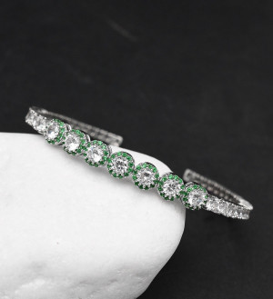 Bratara Din Argint Cu Elemente Zirconii si Smarald Helan Model Fixa( Bangle) - ARG370V - Img 5