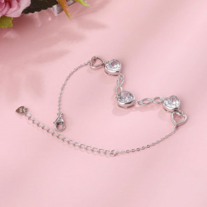Bratara Model Infinit si Inimioare din argint 925 Moissanite, Brățară minimalistă, casual, pentru femei, bijuterii de petrecere arg415A - Img 5