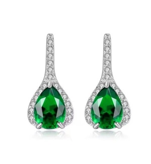 Cercei din Argint 925 cu Zirconiu Verde– Design Elegant și Strălucitor arg384YV - Img 1