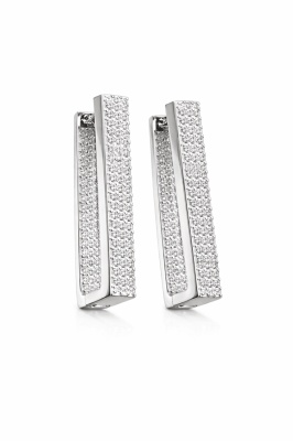 Cercei Statement din Argint 925 Placat cu Zirconii – Design Geometric Modern ARG56N - Img 1