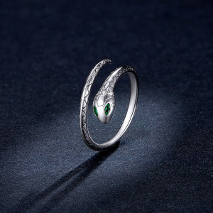Inel reglabil din argint Crystal Snake--- Model SARPE cu piatra Verde--- ARG413C - Img 3
