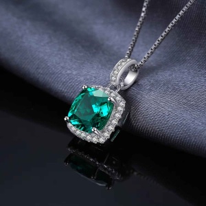 Lant cu pandantiv pentru femei din argint 925 Arg411V Smarald Verde SAPPHIRE - Img 4