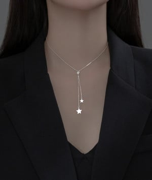 Lantisor Din Argint 925 --- STELUTE-- STARS ARG390X - Img 1