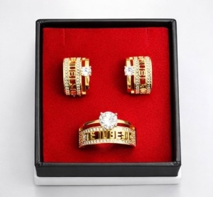 Set Argint 925 Model --Verigheta, Cercei Te Iubesc --Placat Aur Set389A