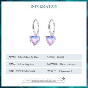 Cercei din argint Galaxy Heart - RAINBOW FIRE- Multicolor model Inima cod ARG412A - Img 8