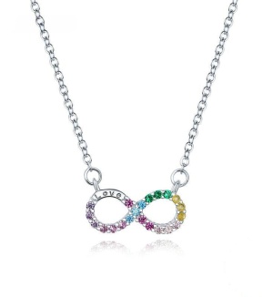 Colier din Argint 925 ,Lant -INFINIT MULTICOLOR- infinity love symbol ARG416C - Img 5