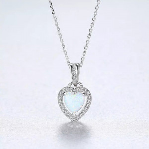 Colier din argint Inima cu Piatra Opal ARG381F - Img 3