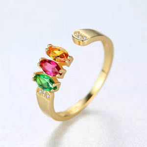 Inel Argint reglabil finut -Multicolor placat cu aur- ARG397G - Img 2