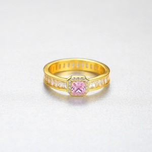 Inel Elegant Placat Aur 18K, Din Argint 925, Cu Piatra Zirconiu Roz, Model Stralucitor, Bijuterie Deosebita Pentru Femei, Accesoriu Perfect Pentru Ocazii Speciale -- Arg183G - Img 2