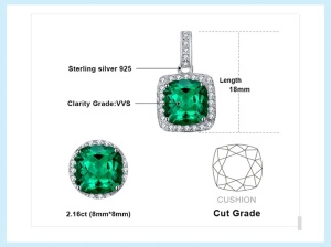 Lant cu pandantiv pentru femei din argint 925 Arg411V Smarald Verde SAPPHIRE - Img 5