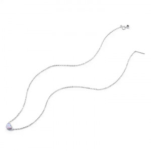 Lantisor Din Argint Cu Opal Model Inima, strălucitor, pandantiv, colier, pentru femei, bijuterii, cadou Arg411A - Img 6