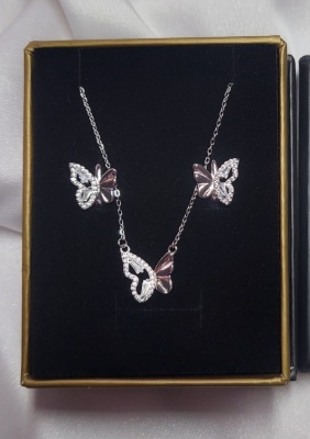 Set Bijuterii Argint Fluture Cu Zirconii – Model Fin, Elegant Set 207X