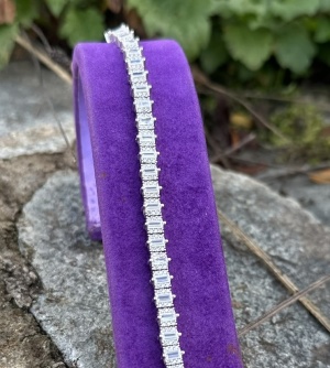 Brățară elegantă din argint cu pietre dreptunghiulare strălucitoare Cod Arg94A - Img 2