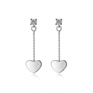 Cercei din argint 925, cu Inimă Romantică, Model finut, Argint 925 ARG325G - Img 5