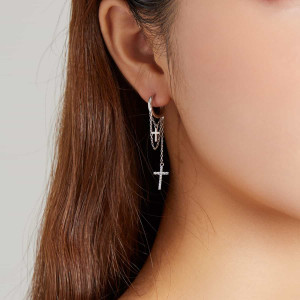Cercei Din Argint lungi Cruciulite Model Deosebit ARG414A - Img 2