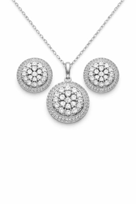 Set Elegant Din Argint Cu Pietre Zirconiu – Design Circular Set 208X - Img 4