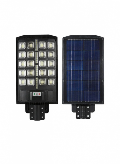 Lampa solara stradala, 300 W, pentru stalpi de iluminat , Senzor de Miscare, Senzor de lumina ambientala, Grad de Protectie IP65, Design Modern, Negru