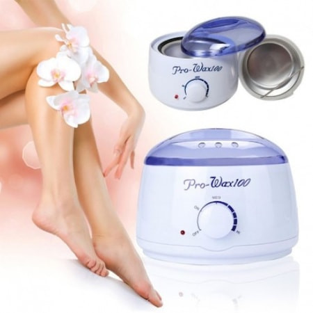 Incalzitor Ceara , Pro Wax 100, Profesional, 400 ml + Epilator facial, ABS/Otel inoxidabil, Cap placat cu aur, Alb/Auriu