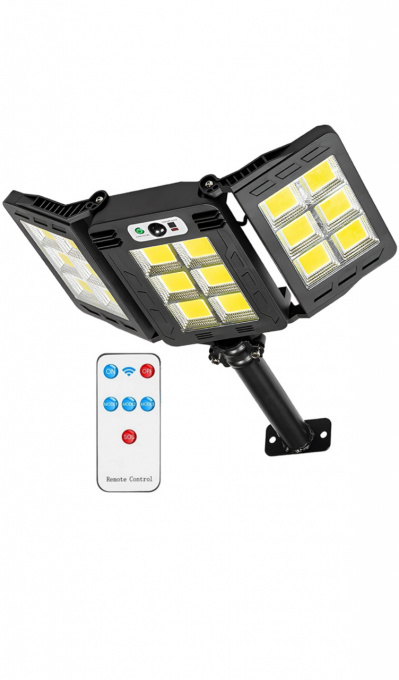 Lampă Solară Stradală Teno® 18 LED-uri - 3 Capete, Telecomandă, IP65