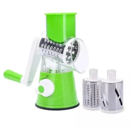 Razatoare multifunctionala pentru fructe si legume, 3 lame interschimbabile din inox, Verde