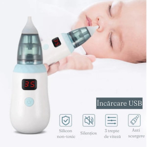 Aspirator Nazal Electric, pentru Copii, Trei nivele, pentru nas si urechi, Cu ecran LED, Alb, Isobel - Img 5