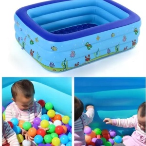 Piscina gonflabila pentru copii cu podea moale, albastru - Img 4