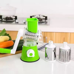 Razatoare multifunctionala pentru fructe si legume, 3 lame interschimbabile din inox, Verde - Img 3