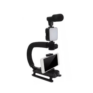 Kit Stabilizator VideoPro Doty - Vlogging și Podcast cu Telecomandă, Trepied, LED și Microfon - Img 3