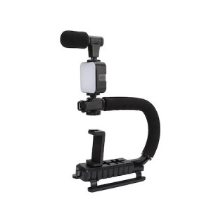 Kit Stabilizator VideoPro Doty - Vlogging și Podcast cu Telecomandă, Trepied, LED și Microfon - Img 4
