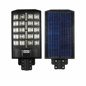 Lampa solara stradala, 300 W, pentru stalpi de iluminat , Senzor de Miscare, Senzor de lumina ambientala, Grad de Protectie IP65, Design Modern, Negru - Img 1