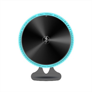 Suport auto magnetic pentru telefon mobil cu incarcare fara fir pentru masina, incarcare rapida 15W, iluminare led pe contur - Img 4