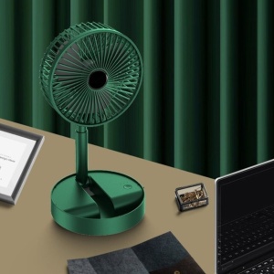 Ventilator portabil de masa, cu 3 trepte de viteza, pliabil, incarcare USB, reglabil, verde - Img 5