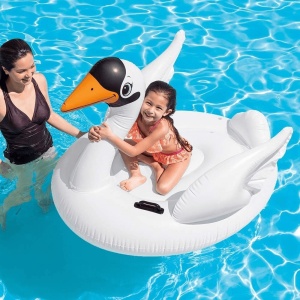 Saltea Lebădă Gonflabilă Intex Swan Ride-On White - 130 x 102 x 99 cm pentru Adulți și Copii - Img 3