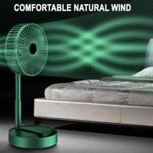 Ventilator portabil de masa, cu 3 trepte de viteza, pliabil, incarcare USB, reglabil, verde - Img 7