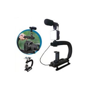 Kit Stabilizator VideoPro Doty - Vlogging și Podcast cu Telecomandă, Trepied, LED și Microfon - Img 6