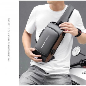 Geantă de piept pentru bărbați Geantă de cruce pentru bărbați Geantă de umăr USB impermeabilă Messenger de călătorie antifurt Pachet Sling pentru piept Designer de modă de lux - Img 2