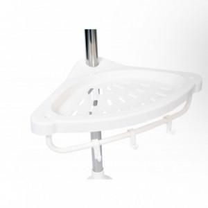 Raft pentru baie, ProCart, 4 nivele, 3 carlige, suport prosop, reglabil 100-320 cm, montare pe colt, alb - Img 2
