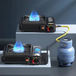 Aragaz Camping Portabil - Cartuș Gaz Butan, Aprindere Automată, Dublă Alimentare - Img 4